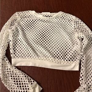 Elegant White Mesh Crop Top